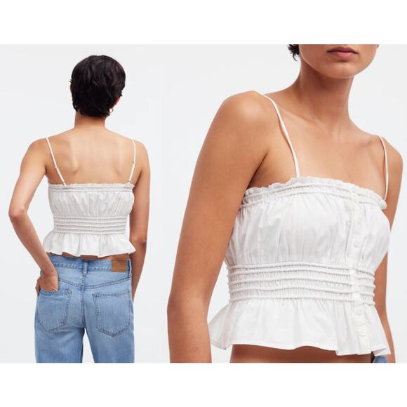 Madewell Tops - Madewell | NWT | Smocked Button-Front Top in Poplin Eyelet White | Sz M